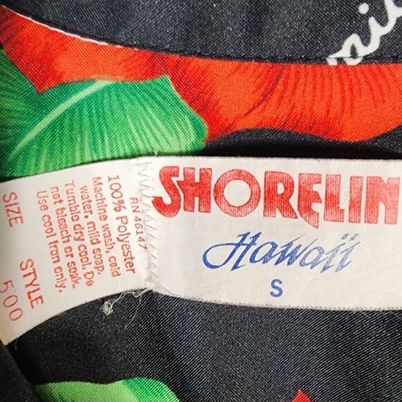 Vintage Shoreline Hawaii Black Floral Button Up Hawaiian 70s Shirt - Picture 6 of 6